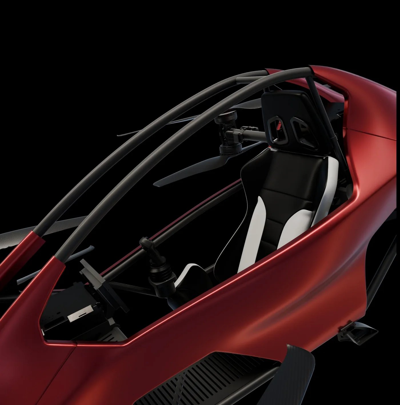 YIVTOL S-ZERO open cockpit with racing seat, harness and centre joystick