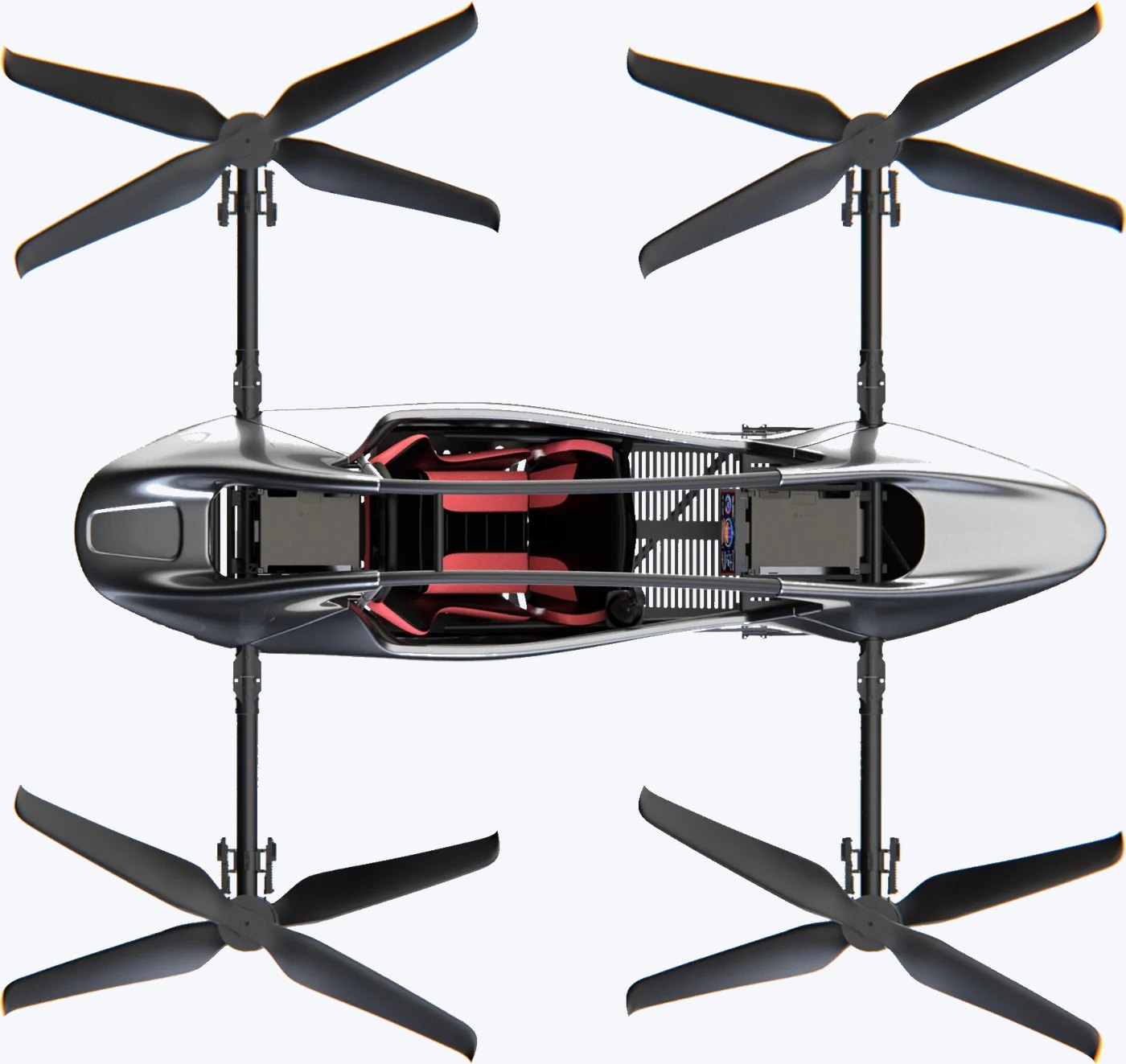 YIVTOL S-ZERO top view showing four arms and eight coaxial rotors